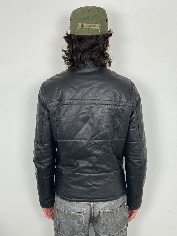 AW2007 Dirk Bikkembergs Black Ninja Quilted Leather Jacket RkKnyZT 3