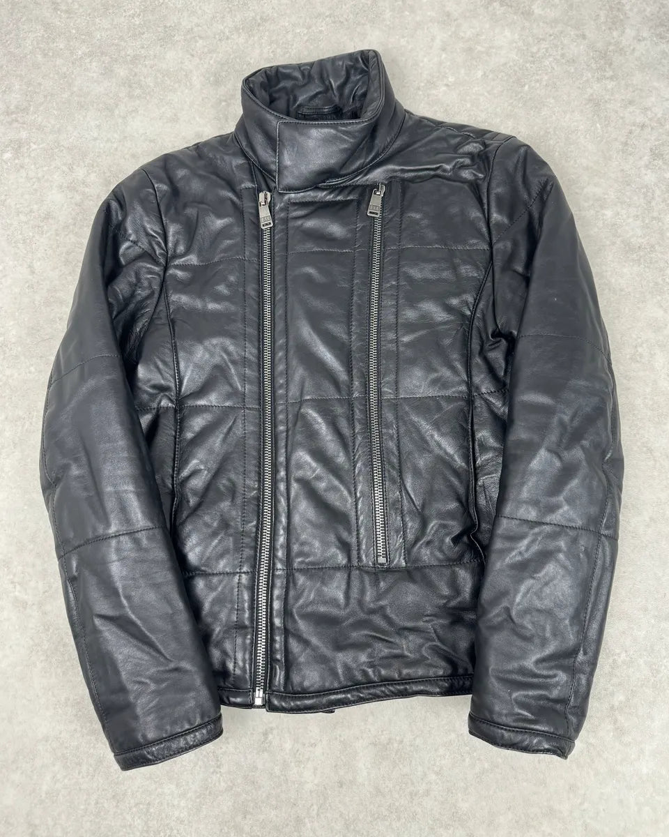 AW2007 Dirk Bikkembergs Black Ninja Quilted Leather Jacket RkKnyZT 0