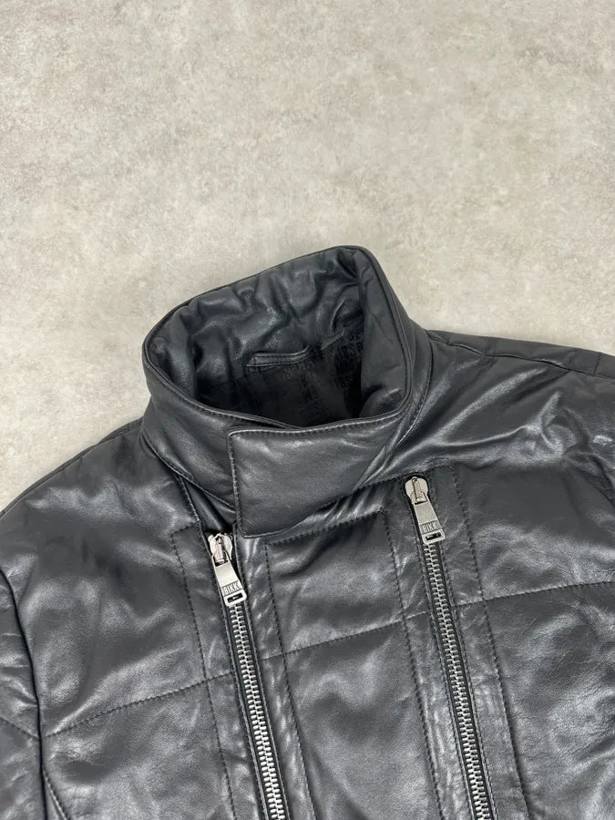 AW2007 Dirk Bikkembergs Black Ninja Quilted Leather Jacket RkKnyZT 4