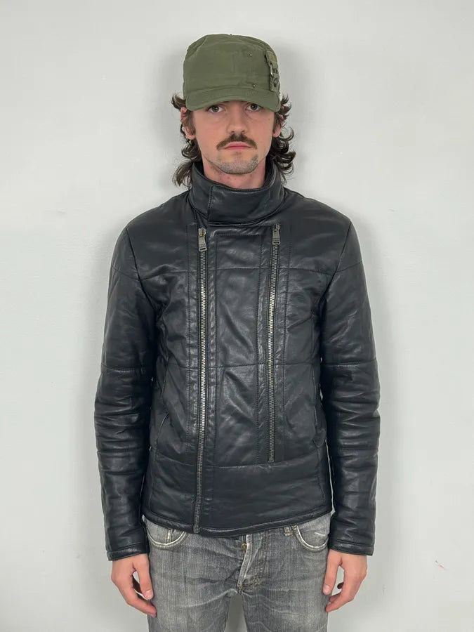 AW2007 Dirk Bikkembergs Black Ninja Quilted Leather Jacket RkKnyZT 2