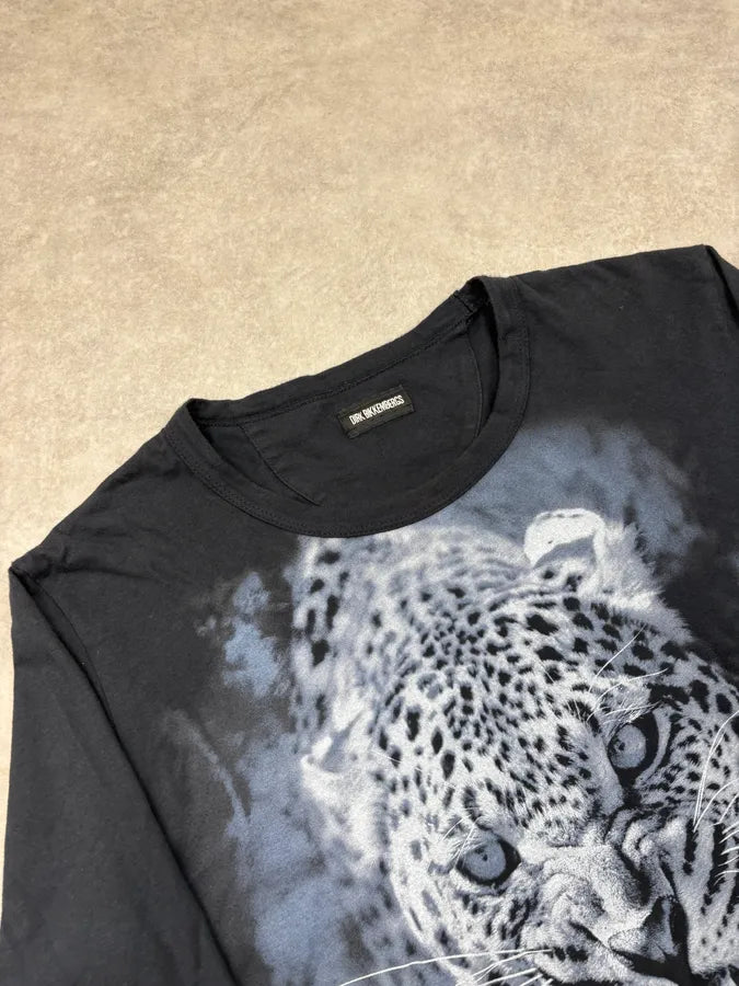 Dirk Bikkembergs Black Leopard Longsleeve T-Shirt vtAtnqe 4