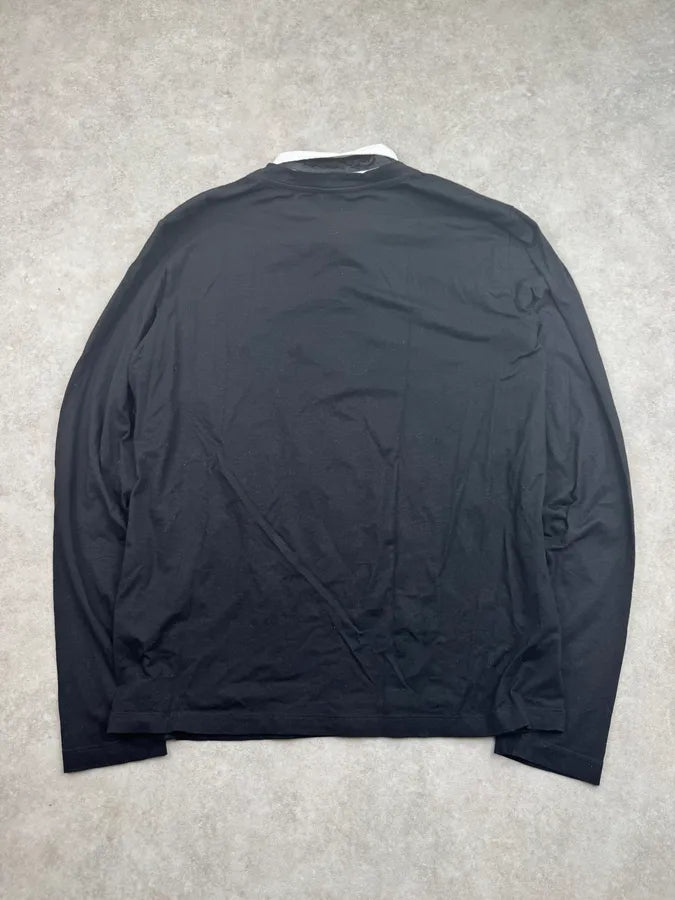 Dirk Bikkembergs Black Smoking Collar Shirt Trompe Loeil Longsleeve twtWQye 5