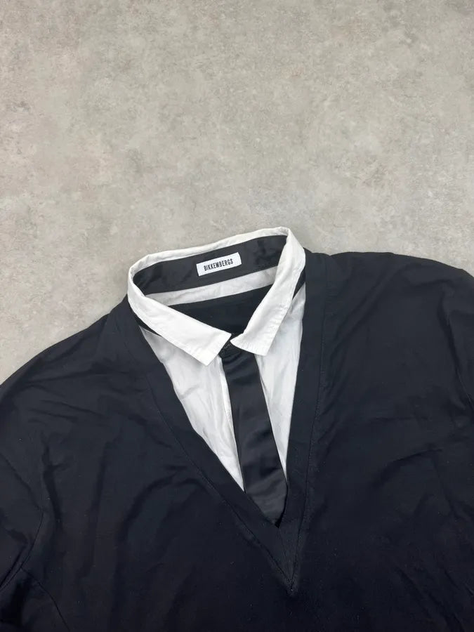 Dirk Bikkembergs Black Smoking Collar Shirt Trompe Loeil Longsleeve twtWQye 3