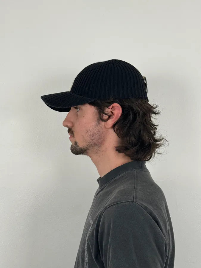 Bikkembergs Black Wool Ribbed Baseball Cap IJZVjka 1