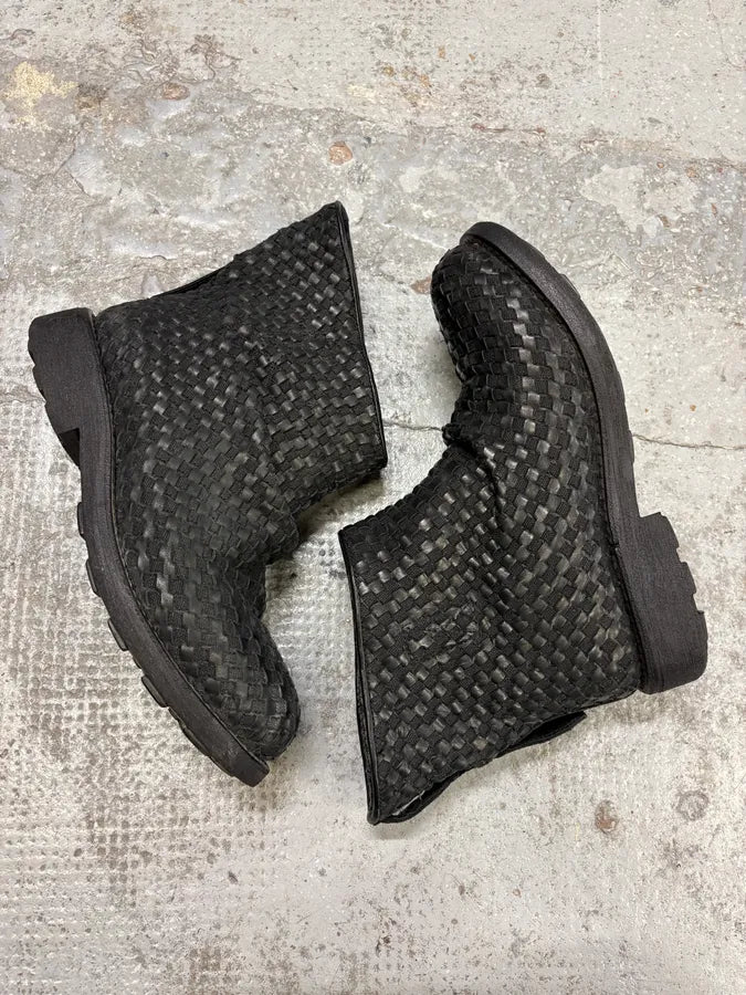 Bikkembergs Black Woven Embossed Leather Boots hAPCHek 5