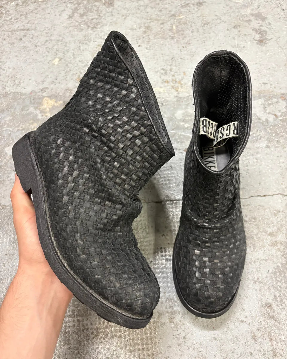 Bikkembergs Black Woven Embossed Leather Boots hAPCHek 0