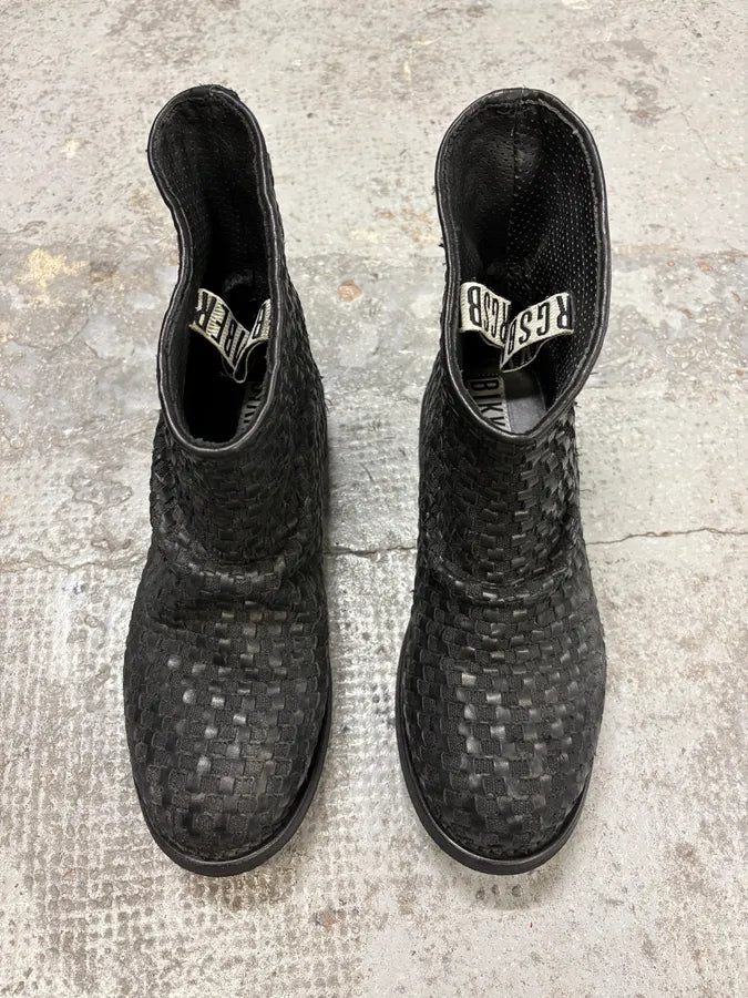 Bikkembergs Black Woven Embossed Leather Boots hAPCHek 1
