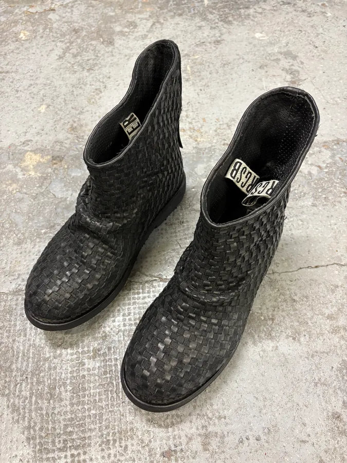 Bikkembergs Black Woven Embossed Leather Boots hAPCHek 3