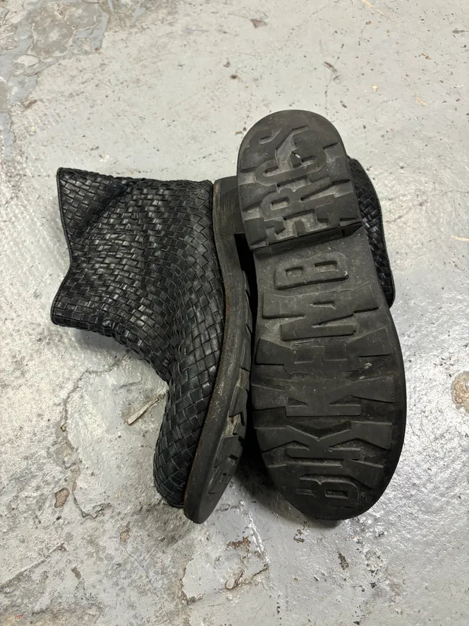 Bikkembergs Black Woven Leather Interlocking Ankle Boot WKRKDdd 8