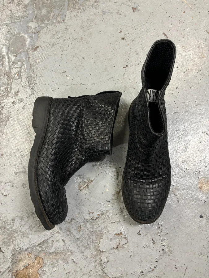 Bikkembergs Black Woven Leather Interlocking Ankle Boot WKRKDdd 4