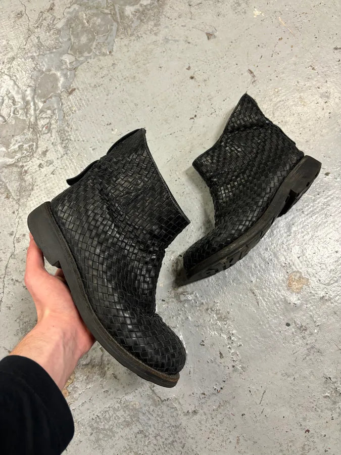 Bikkembergs Black Woven Leather Interlocking Ankle Boot WKRKDdd 0