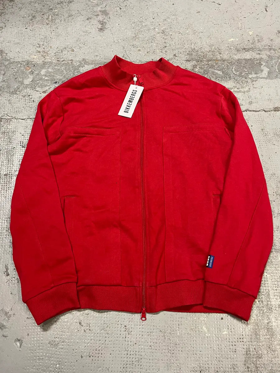Bikkembergs Cotton-Blend Cargo Pocket  Red Zip-Up Sweater FEWpKHj 0