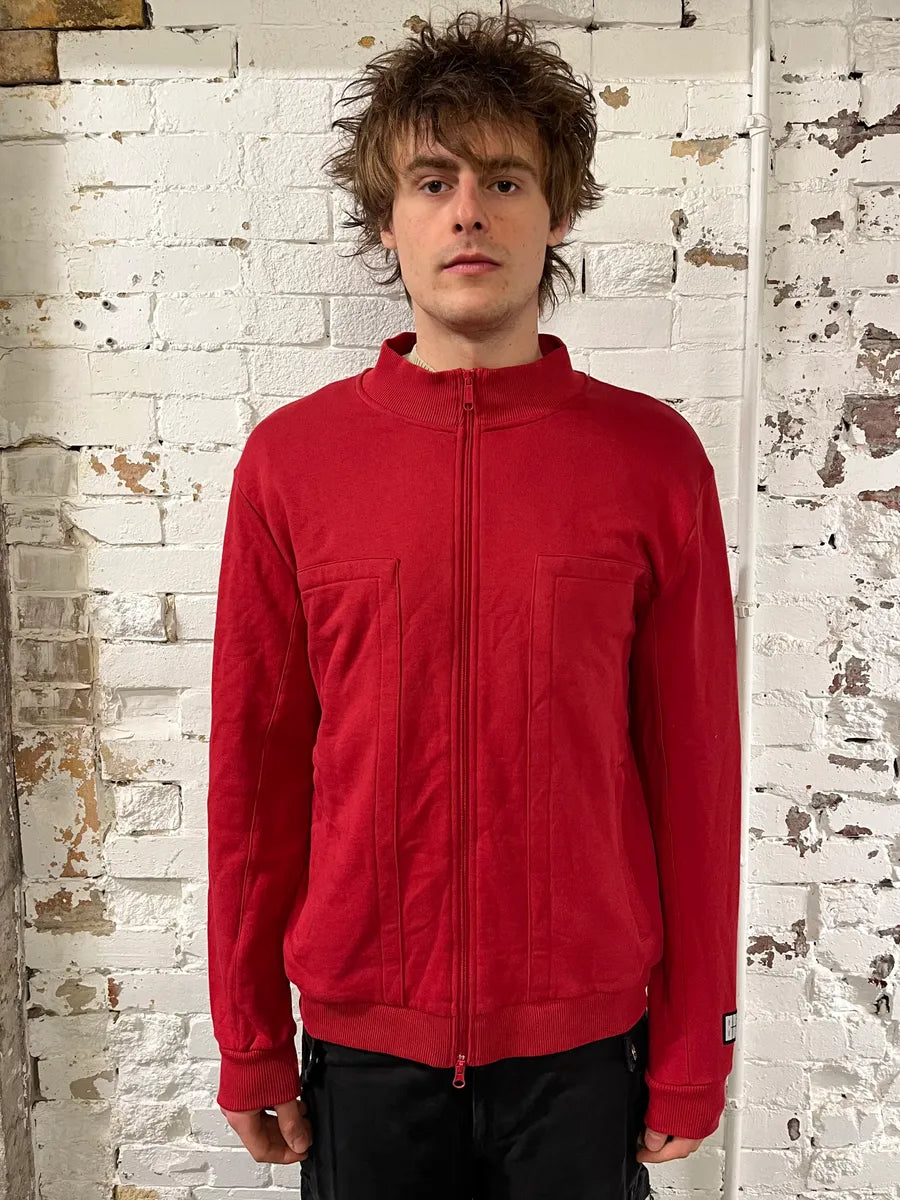 Bikkembergs Cotton-Blend Cargo Pocket  Red Zip-Up Sweater FEWpKHj 1