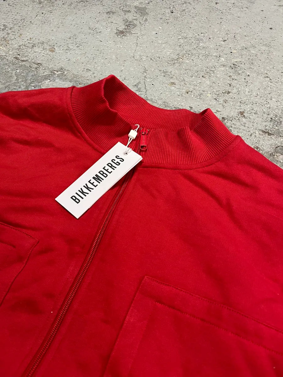 Bikkembergs Cotton-Blend Cargo Pocket  Red Zip-Up Sweater FEWpKHj 4