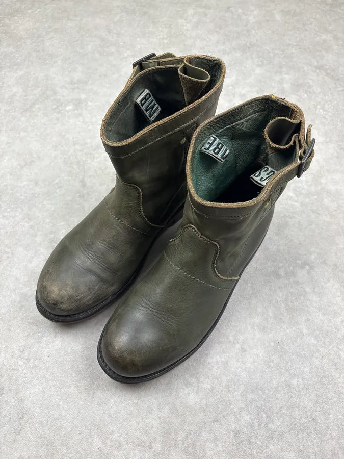 Bikkembergs Dark Green Leather Ankle Boots BoNaXnl 2