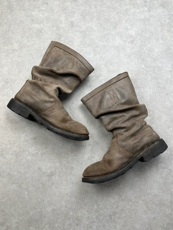Bikkembergs Distressed Grey Leather Boots AzeAGAK 2