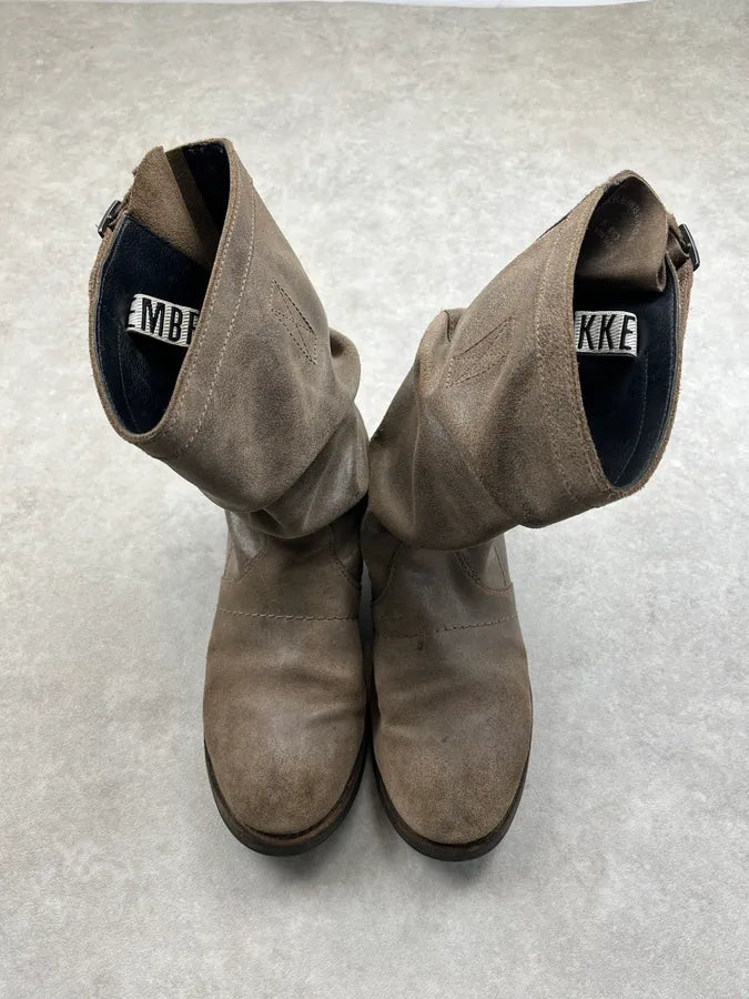 Bikkembergs Distressed Grey Leather Boots AzeAGAK 3