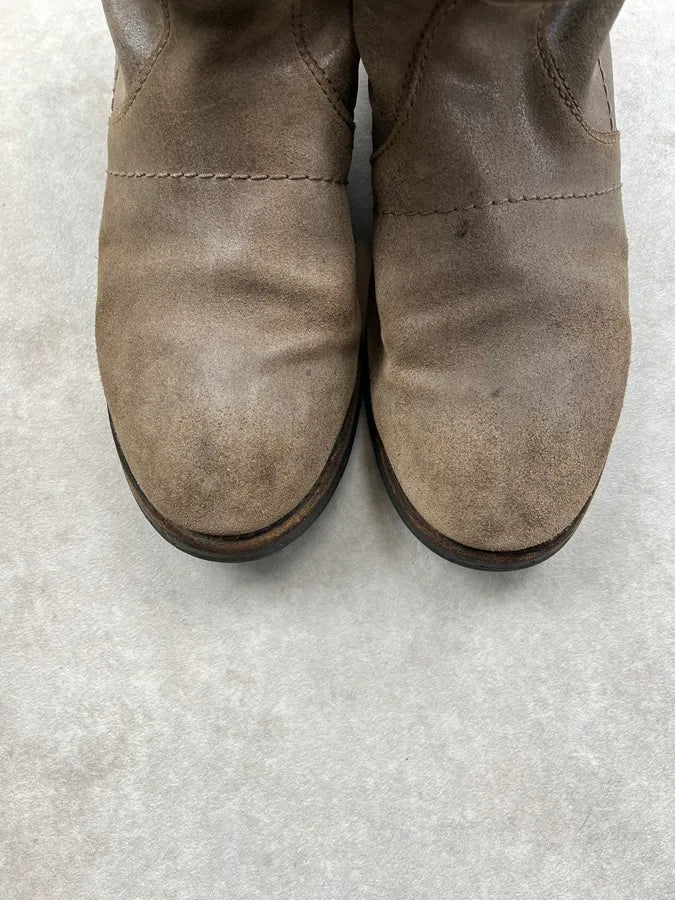 Bikkembergs Distressed Grey Leather Boots AzeAGAK 4