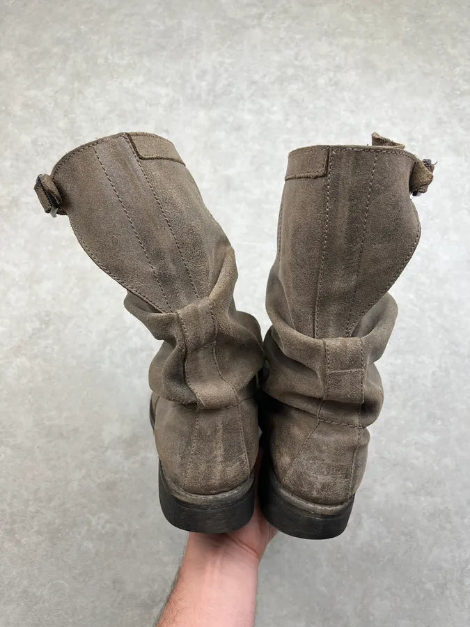 Bikkembergs Distressed Grey Leather Boots AzeAGAK 5