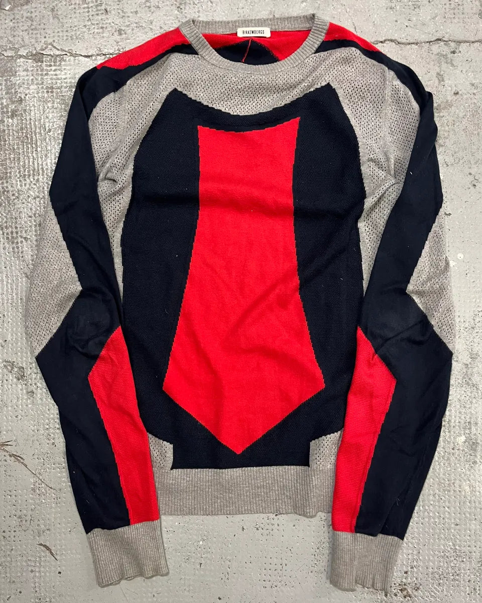 Bikkembergs Grey Navy Red Colorblock Sweater hzUfztf 2