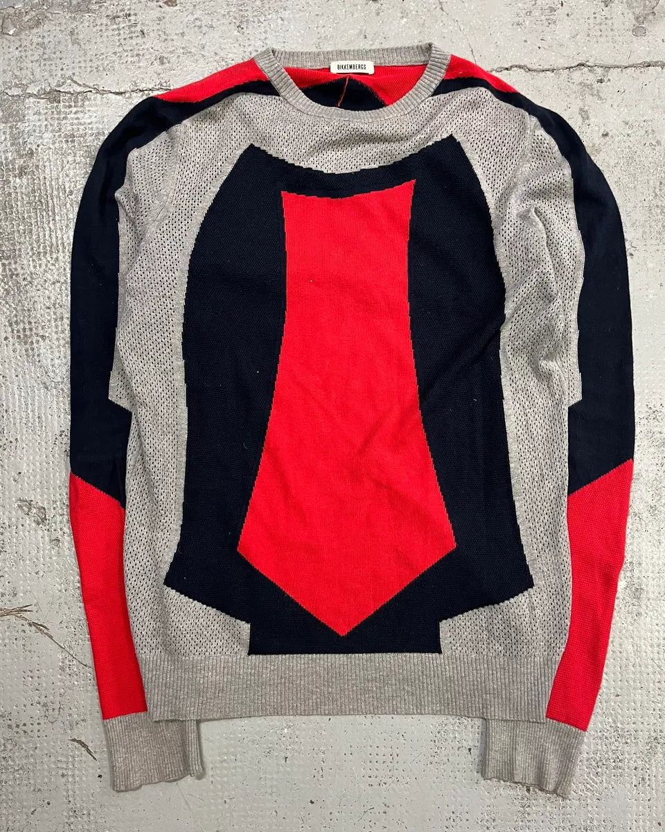 Bikkembergs Grey Navy Red Colorblock Sweater hzUfztf 3
