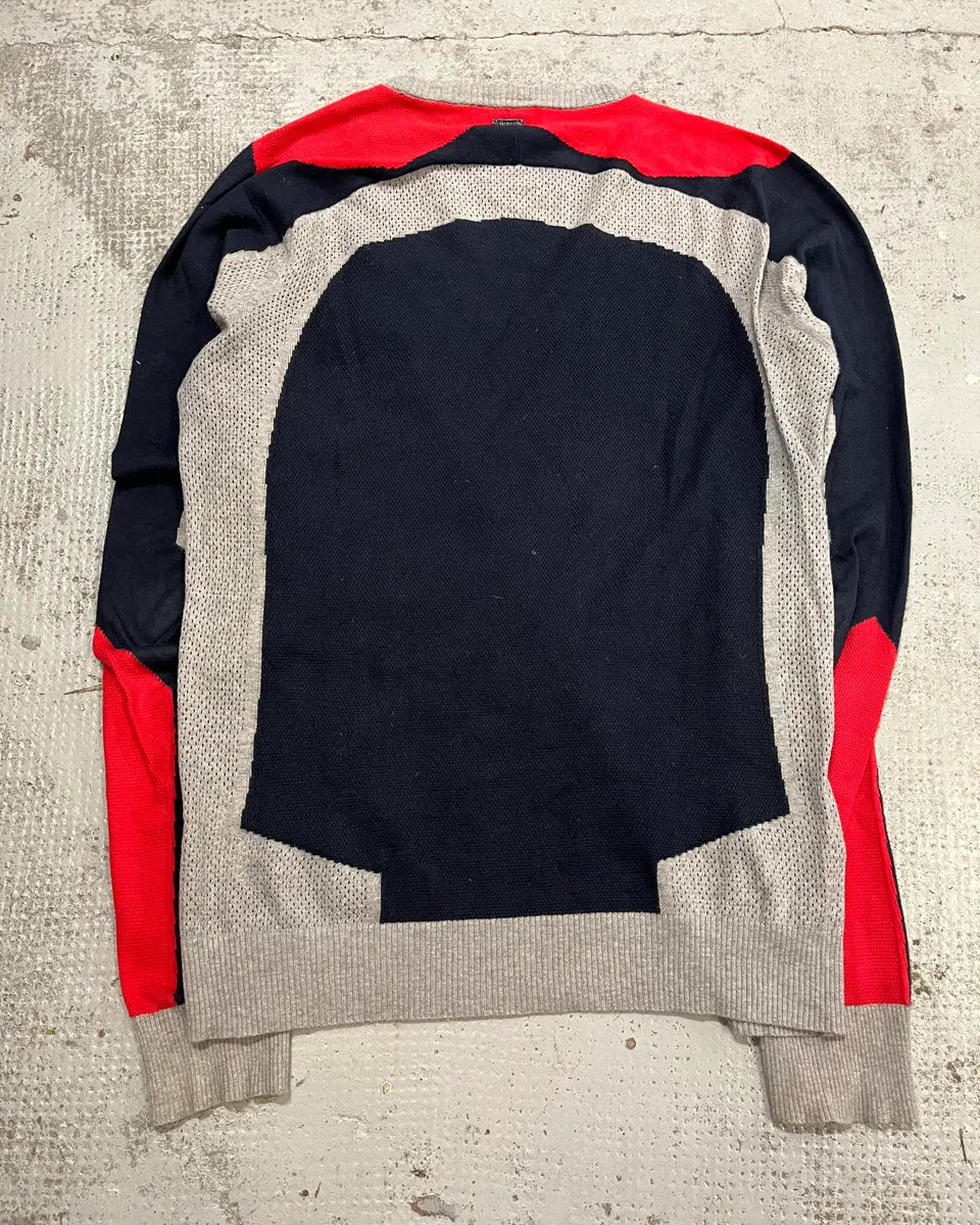 Bikkembergs Grey Navy Red Colorblock Sweater hzUfztf 6