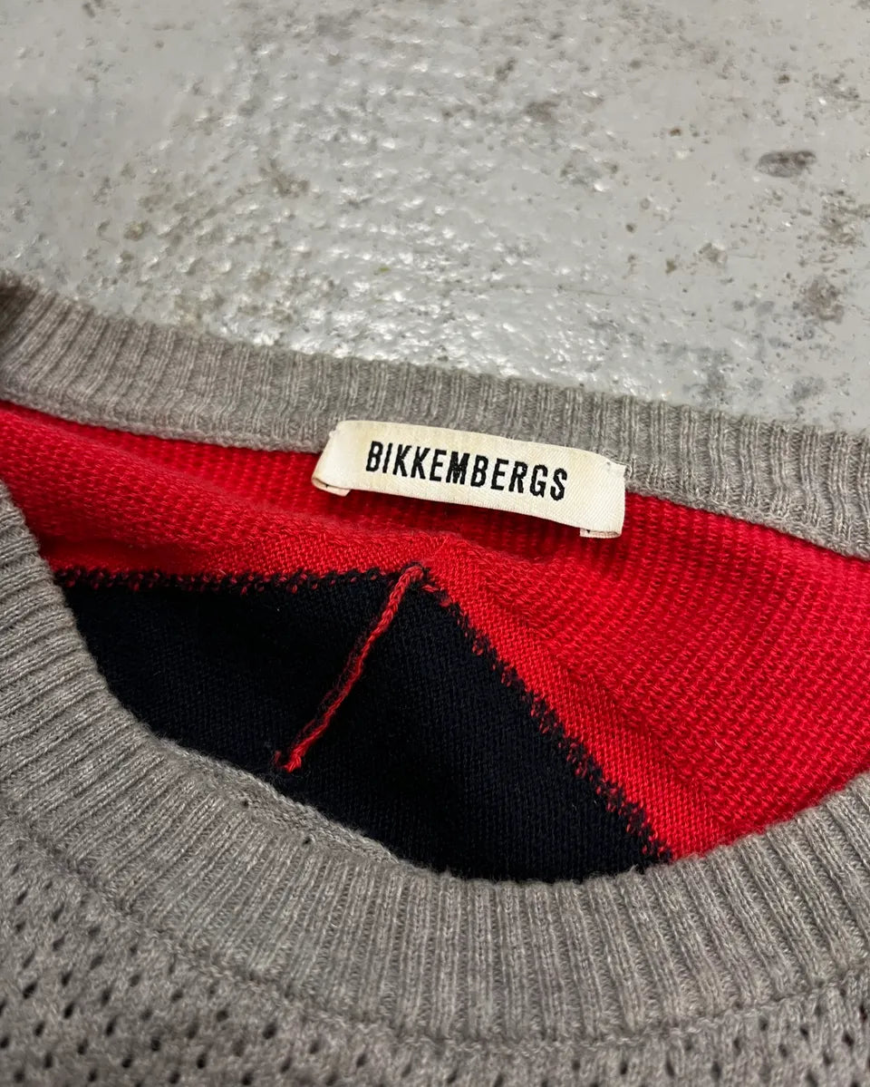 Bikkembergs Grey Navy Red Colorblock Sweater hzUfztf 7