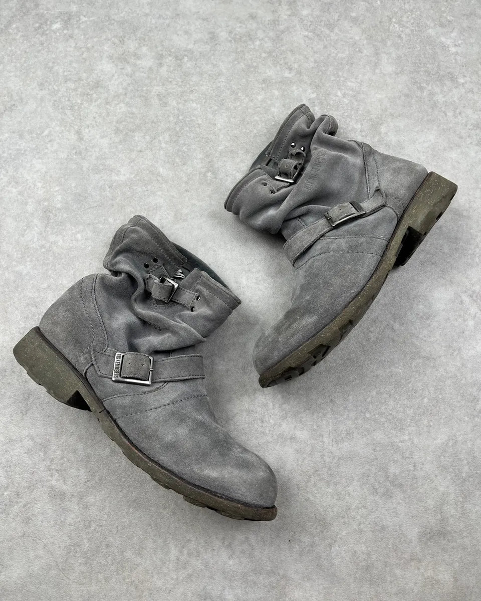 Bikkembergs Grey Suede Leather Buckle Strap Boots NfvRuHQ 1