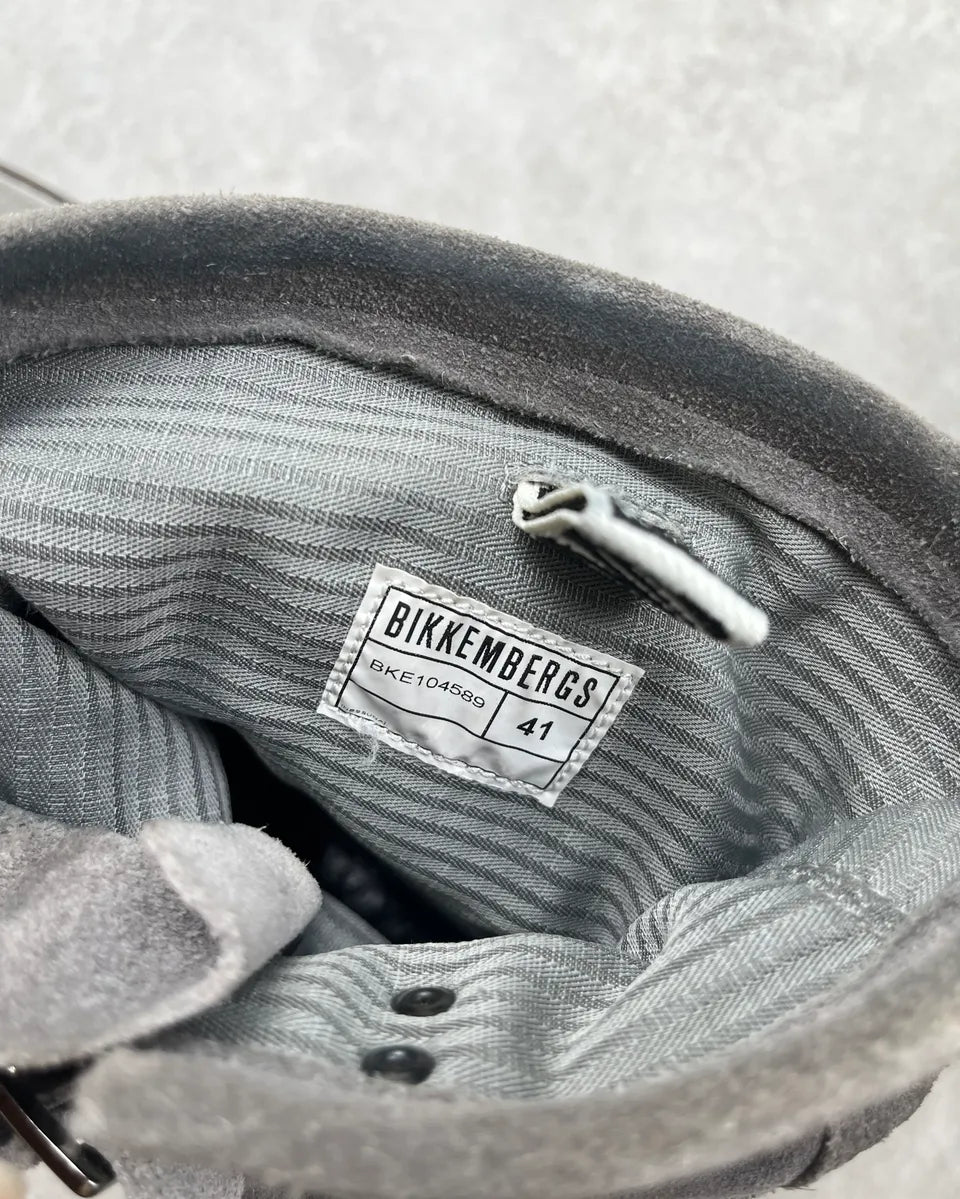 Bikkembergs Grey Suede Leather Buckle Strap Boots NfvRuHQ 10