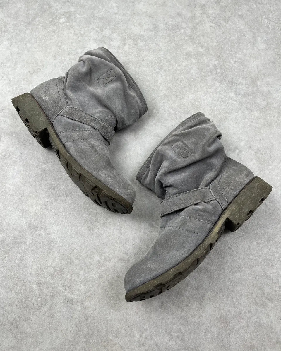 Bikkembergs Grey Suede Leather Buckle Strap Boots NfvRuHQ 2