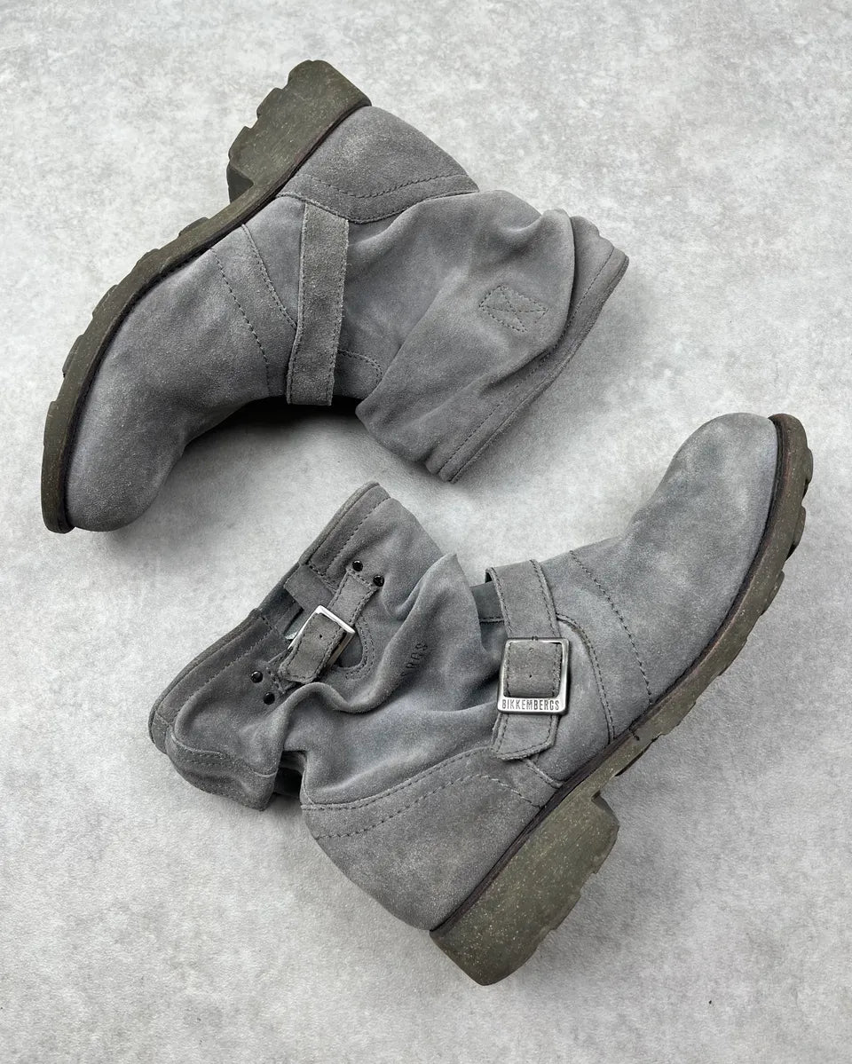 Bikkembergs Grey Suede Leather Buckle Strap Boots NfvRuHQ 3