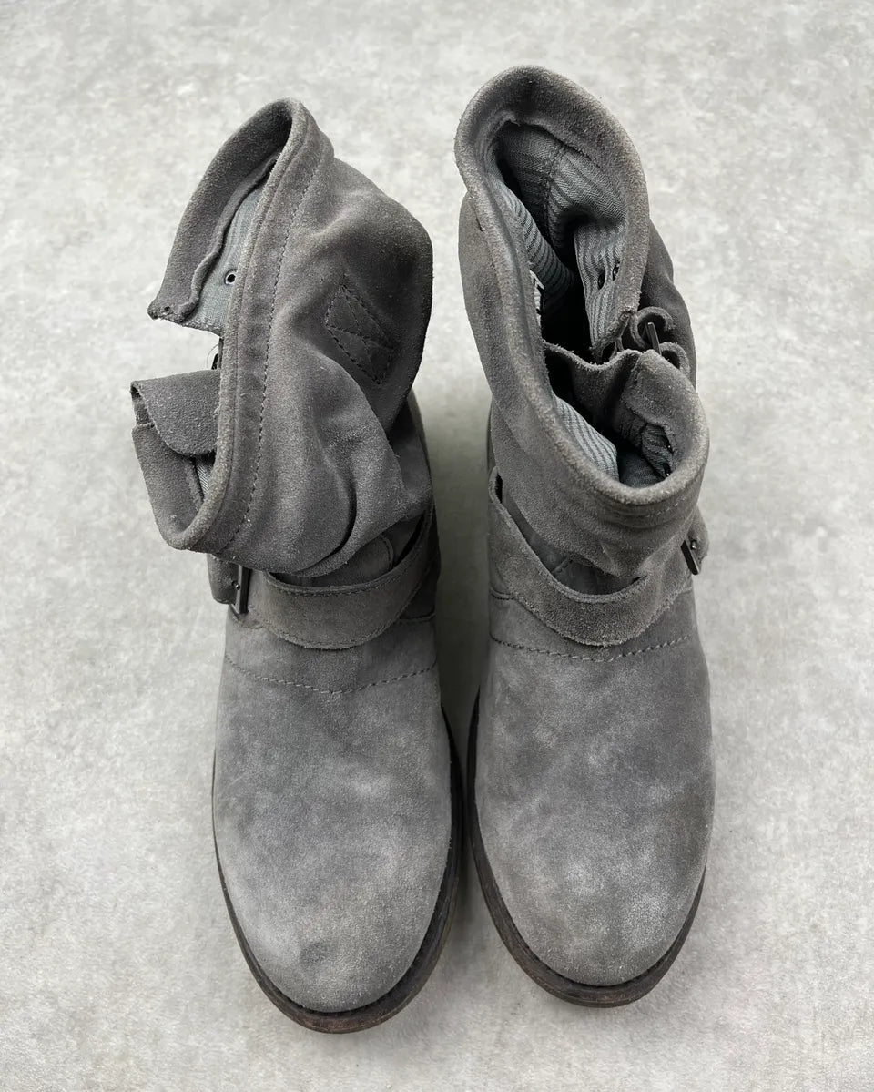 Bikkembergs Grey Suede Leather Buckle Strap Boots NfvRuHQ 5