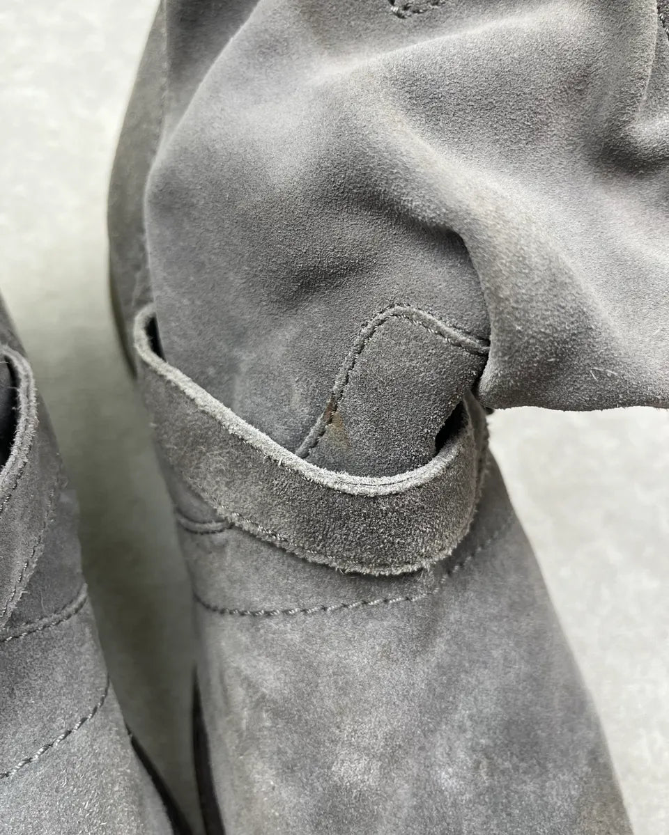 Bikkembergs Grey Suede Leather Buckle Strap Boots NfvRuHQ 6