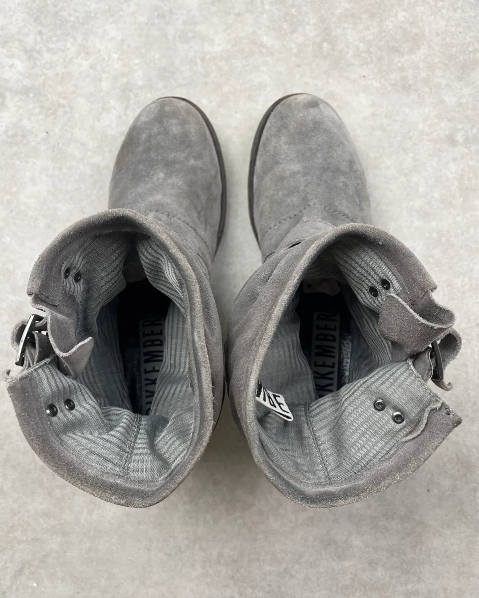 Bikkembergs Grey Suede Leather Buckle Strap Boots NfvRuHQ 9