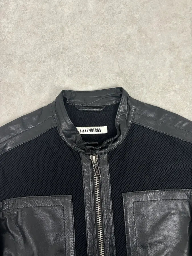 AW2010 Bikkembergs Hybrid Black Leather Jacket WKmPTha 4