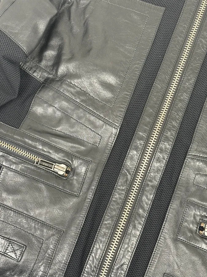 AW2010 Bikkembergs Hybrid Black Leather Jacket WKmPTha 8