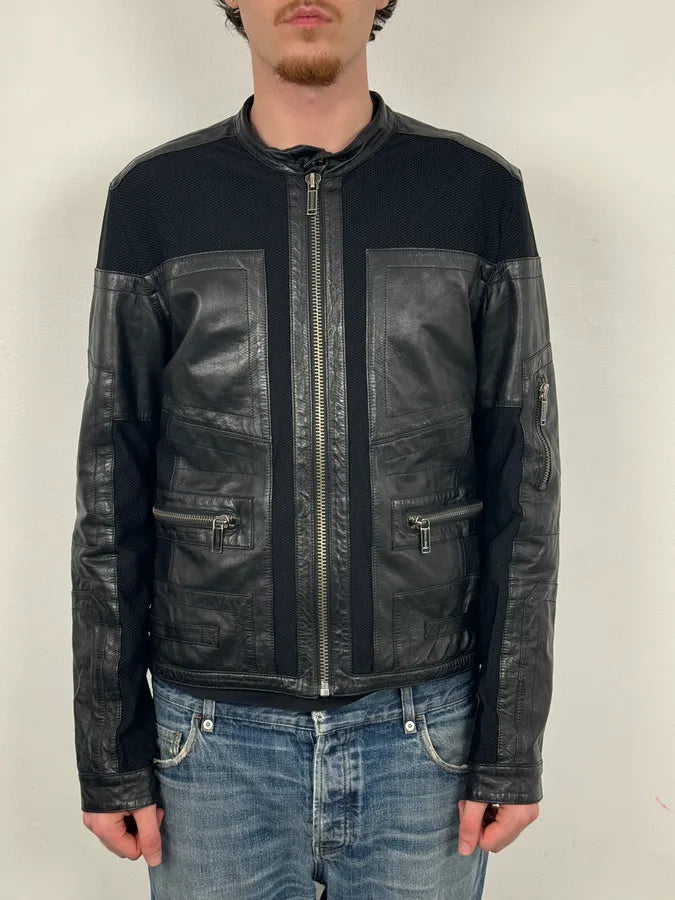 AW2010 Bikkembergs Hybrid Black Leather Jacket WKmPTha 2
