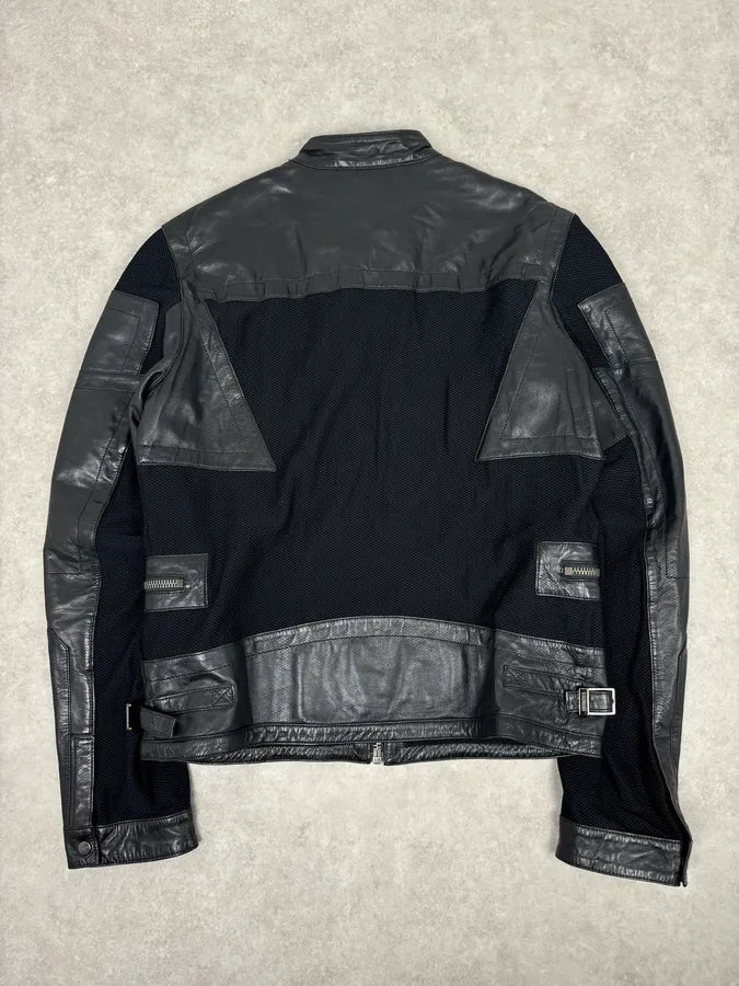 AW2010 Bikkembergs Hybrid Black Leather Jacket WKmPTha 5