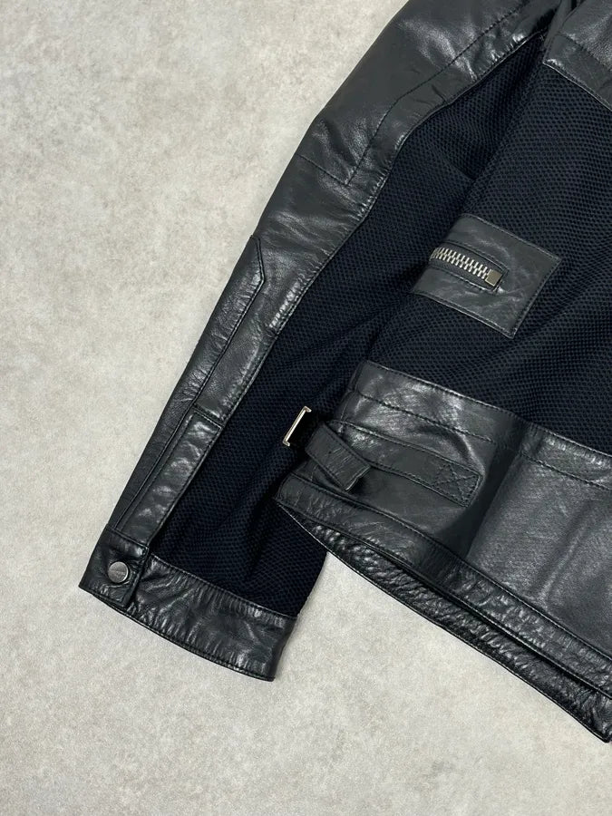 AW2010 Bikkembergs Hybrid Black Leather Jacket WKmPTha 9