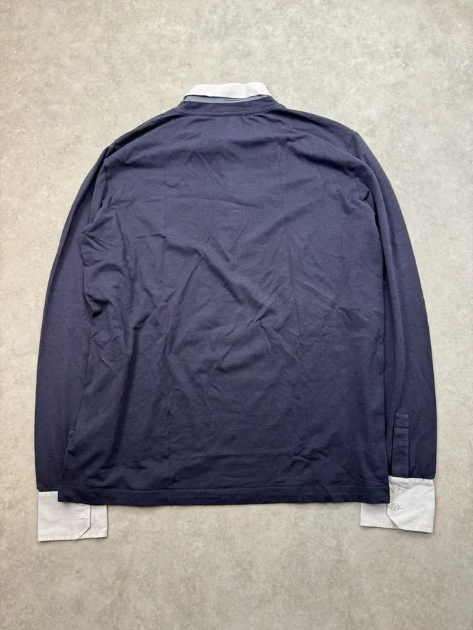 2010s Dirk Bikkembergs Navy Contrast Tie Collar Sweater PjtzWQc 5