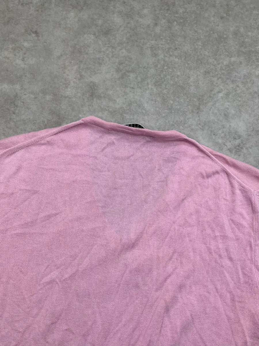 SS2011 Dirk Bikkembergs Pink Silk V-Neck Sweater CrvbigP 5