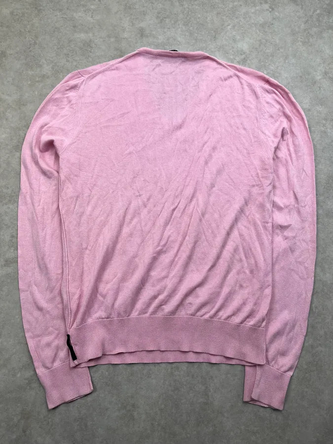 SS2011 Dirk Bikkembergs Pink Silk V-Neck Sweater CrvbigP 3
