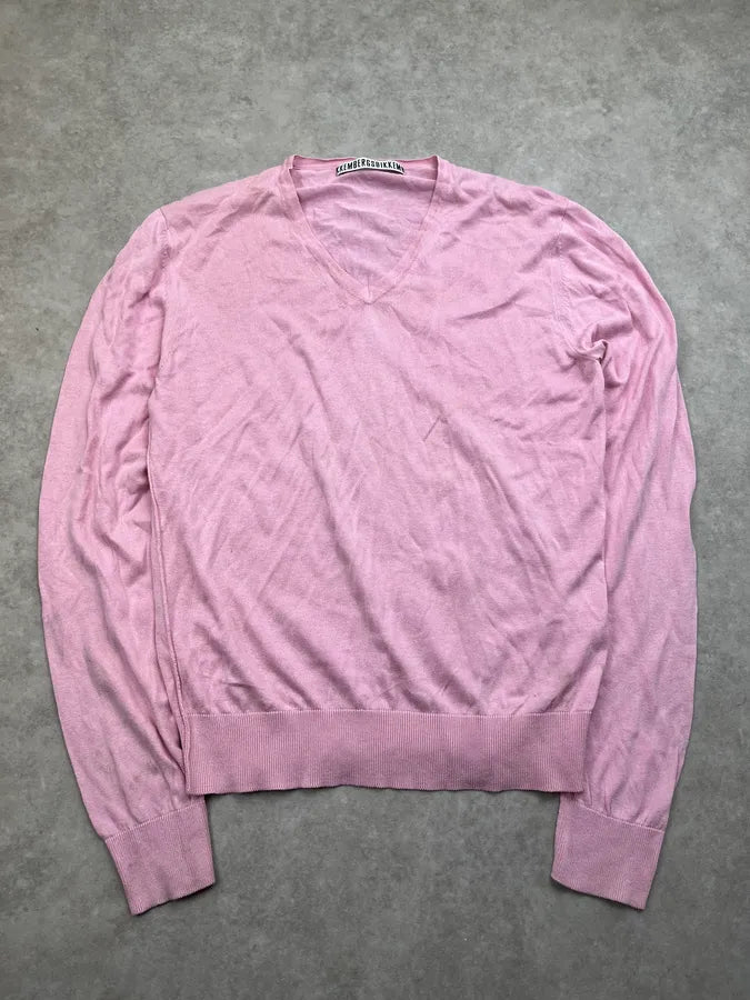 SS2011 Dirk Bikkembergs Pink Silk V-Neck Sweater CrvbigP 1