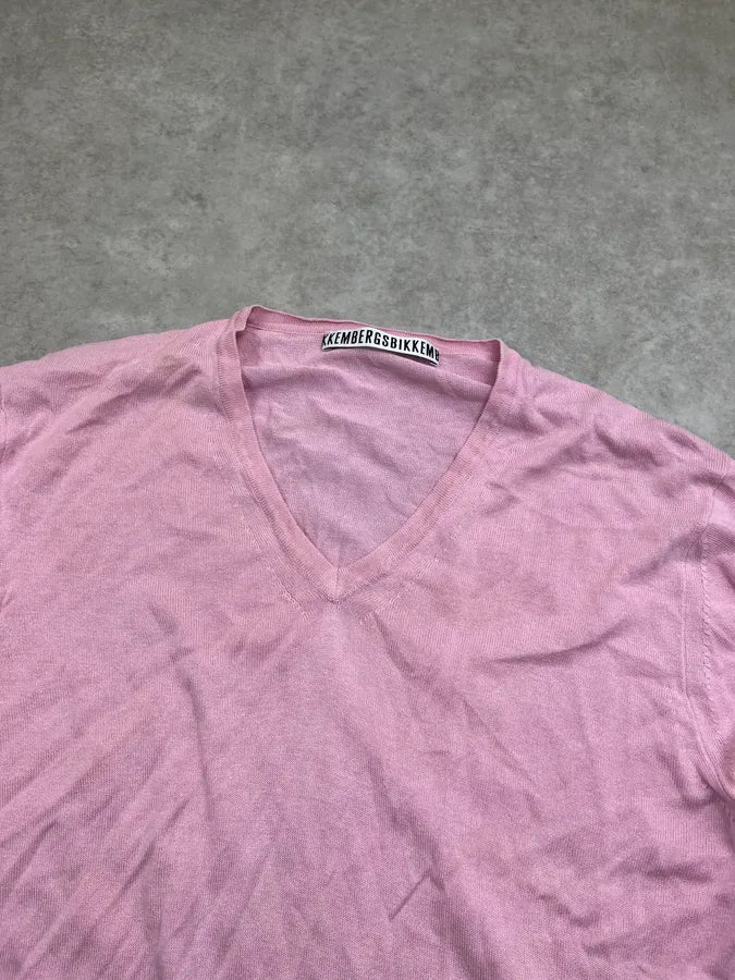 SS2011 Dirk Bikkembergs Pink Silk V-Neck Sweater CrvbigP 4
