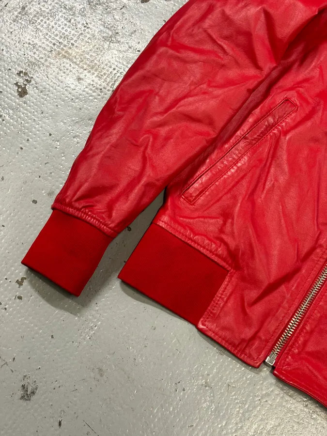 2010s Dirk Bikkembergs Red Leather Bomber Jacket CNTSHik 7