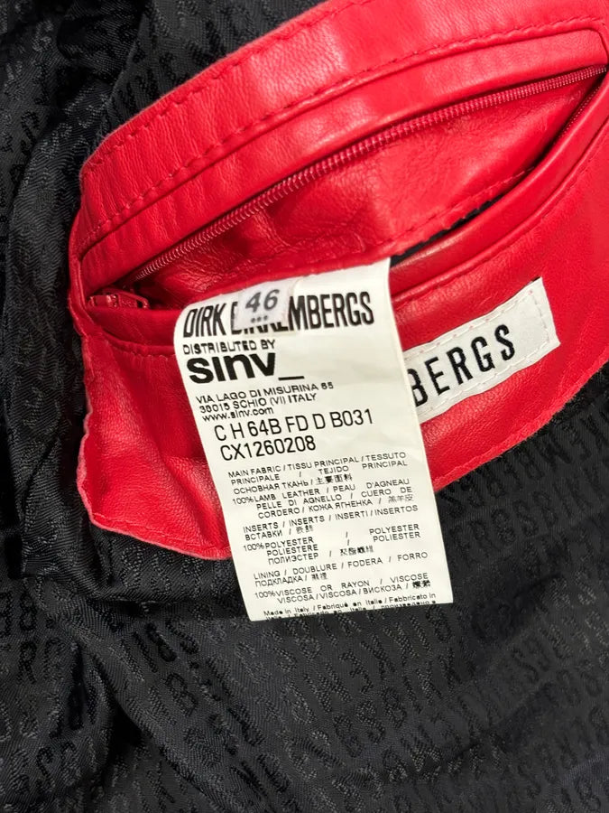2010s Dirk Bikkembergs Red Leather Bomber Jacket CNTSHik 9