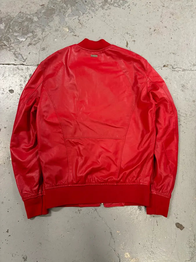 2010s Dirk Bikkembergs Red Leather Bomber Jacket CNTSHik 4