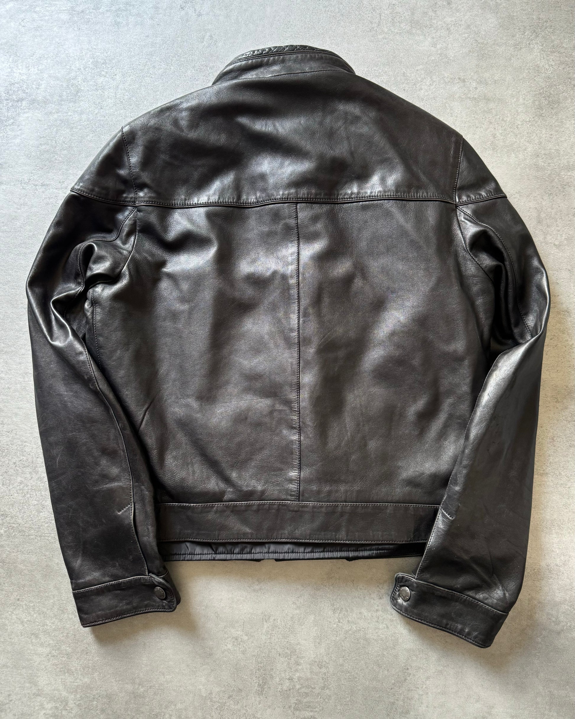 FW2008 Prada Premium Biker Black Leather Jacket (M) - 5
