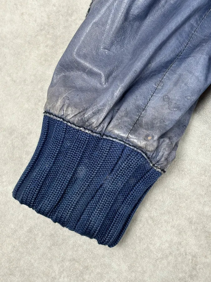 AW2009 Gucci Blue Faded Madonna Buttoned Leather Jacket fGUVoyK 10