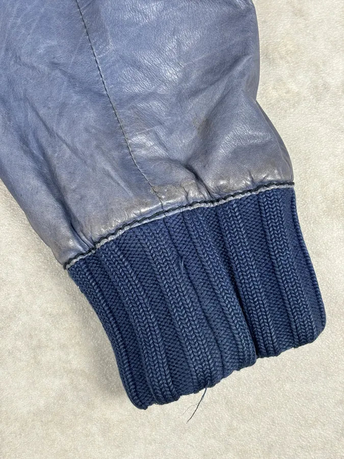 AW2009 Gucci Blue Faded Madonna Buttoned Leather Jacket fGUVoyK 9